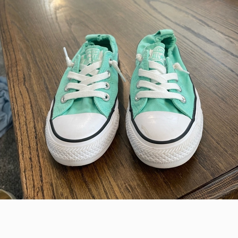 Converse Green and White Canvas Sneakers with Classic Design